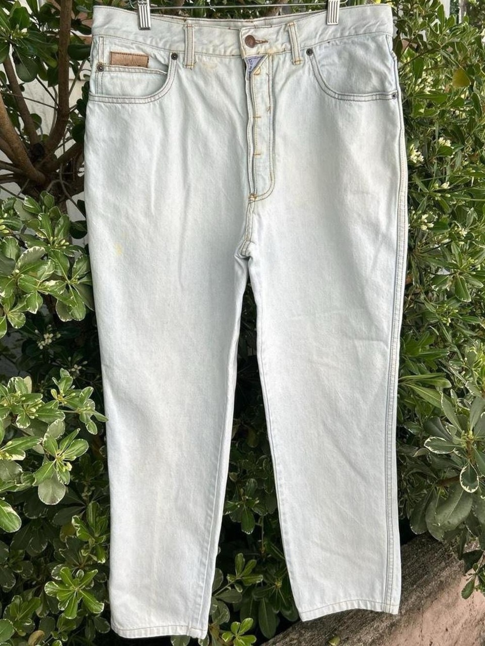Vintage 1990s Bugle Boy Jeans 33x27 Made USA Light Wash Straight Denim